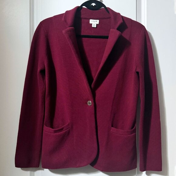 J.Crew Cotton Preppy Schoolboy Sweater Blazer – Size XS Burgundy Red - Picture 1 of 7